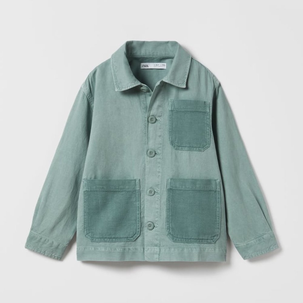 NWT ZARA TRUE NEUTRALS UTILITY OVERSHIRT  BLUE - REF 6917/800 BOYS 11-12